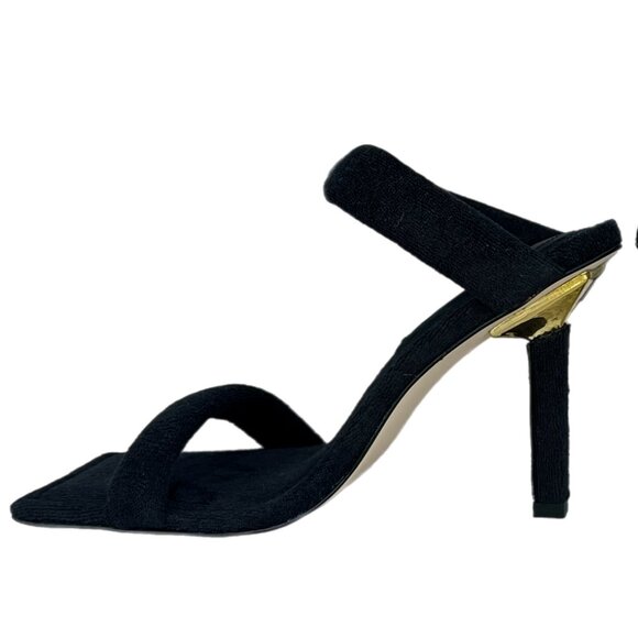 Good American Black Terry High Heels Sandals size 7 1/2 - Picture 4 of 10